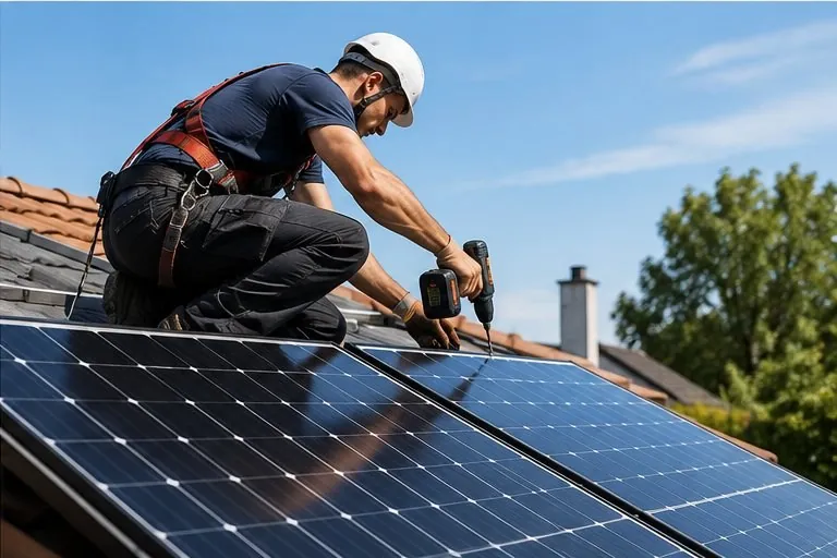 Installation de panneaux solaires sur toiture par un installateur certifié RGE